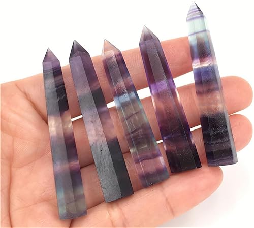 Miniatura 5 de Varitas de cristal curativo, 10 varitas de cristal curativo de fluorita arcoíris natural, torre de cristal de cuarzo, decoración de reiki