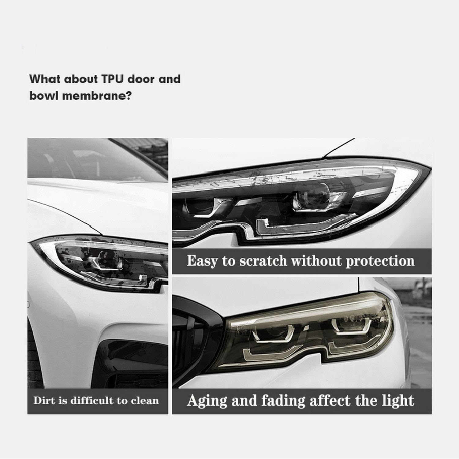 JCAKES Car Exterior PPF Protective Film Headlamp Scratch Protection TPU Transparent Film Smoked Black refit，for Porsche Macan 2018-2023