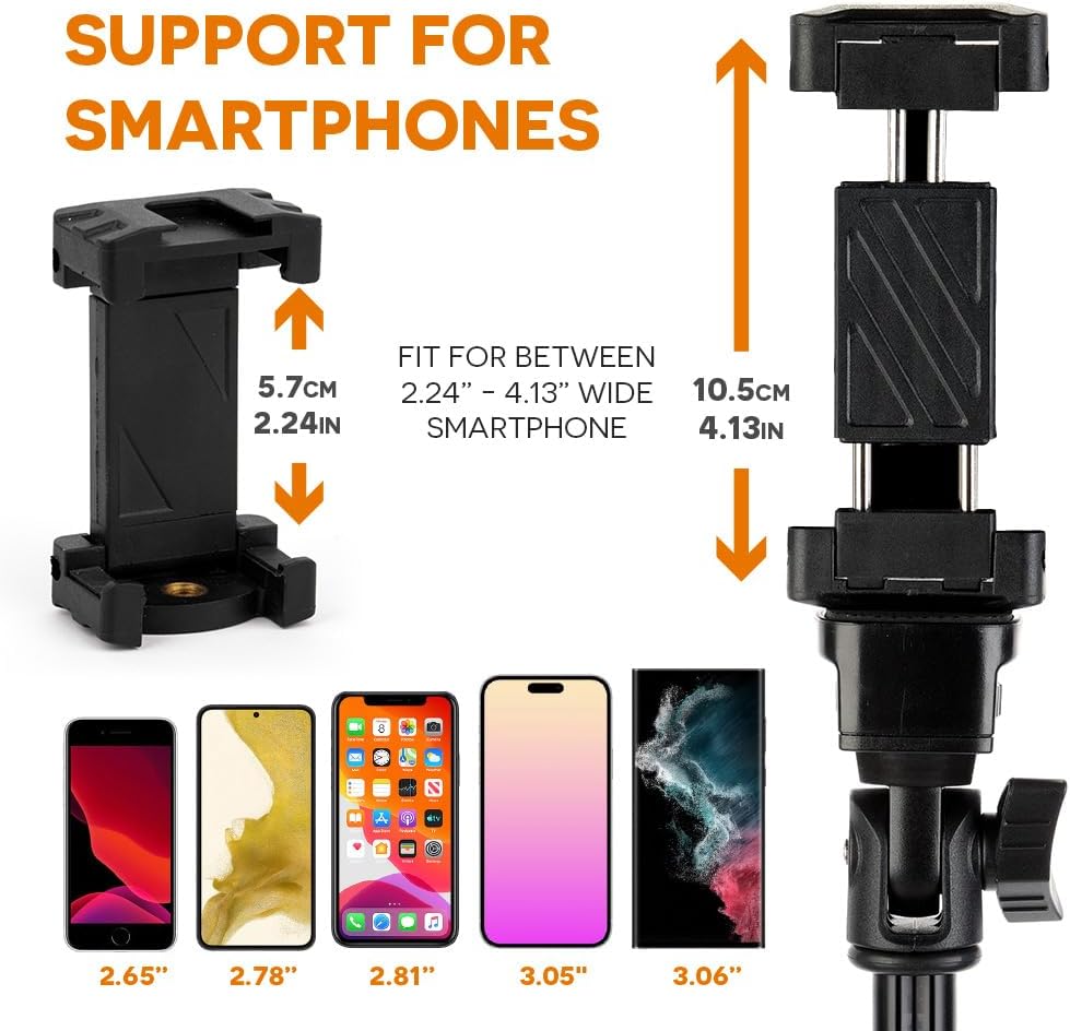 68" Phone Tripod Stand & Selfie Stick for iPhone/Samsung Extendable Travel Cell Phone Tripod with Wireless Remote & 360° Tripod for iPhone for Video Recording, Vlogging & Camera & Bag | TRIFLIX