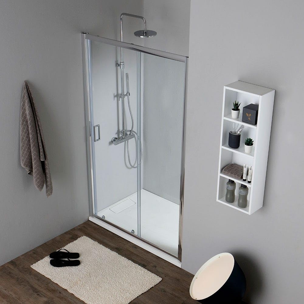 Kiamami Valentina - Porta Doccia Nicchia Scorrevole 110 Cm Cristallo Trasparente | New Giada