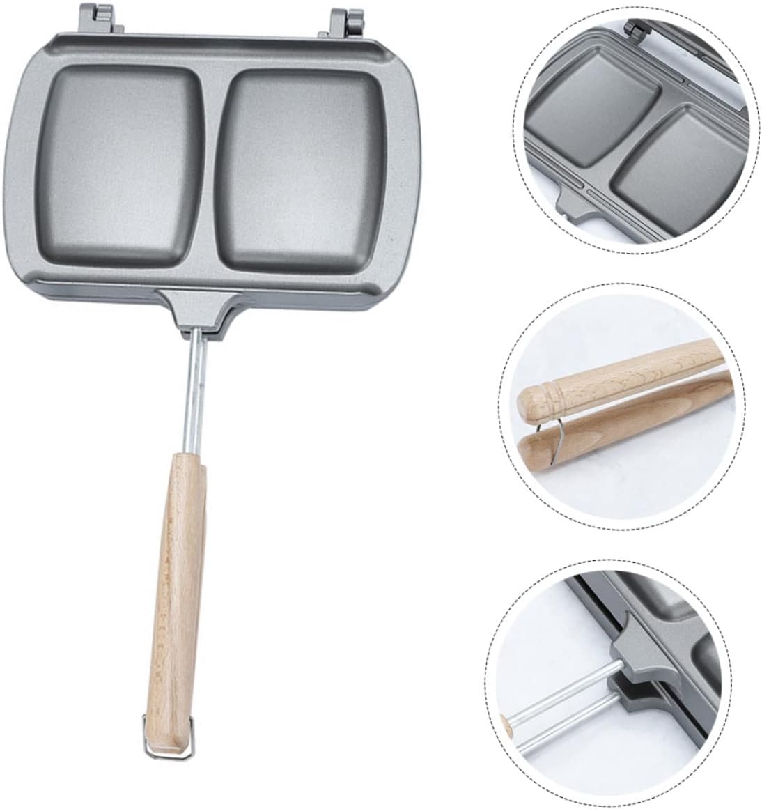 Zerodeko Double-sided Non-stick Breakfast Sandwich Maker Versatile Frying Pan for Easy and Sandwich Cooking Removable Design for Outdoor Use for Quick Meals