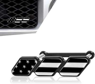 Car Front Grille Trim, American Flag Design Truck Grille Decor Badge, Sturdy Mesh Slotted Grill Auto Accessories, Universal for Most Cars, Trucks, SUVs Black