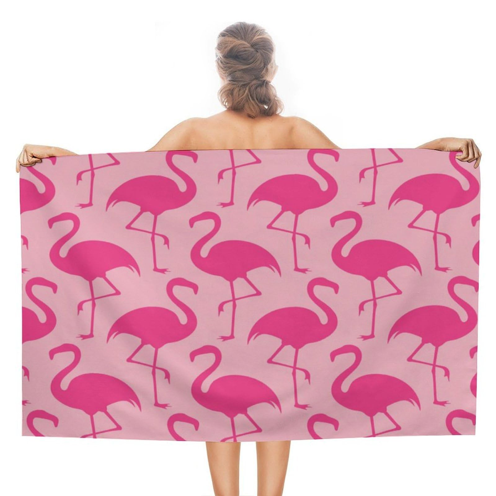 Nclqvjxzkhw Women's Style Pink Flamingo Beach Towel For Adults Lightweight Bath Towels Swim Travel Gym Sports 130×80Cm