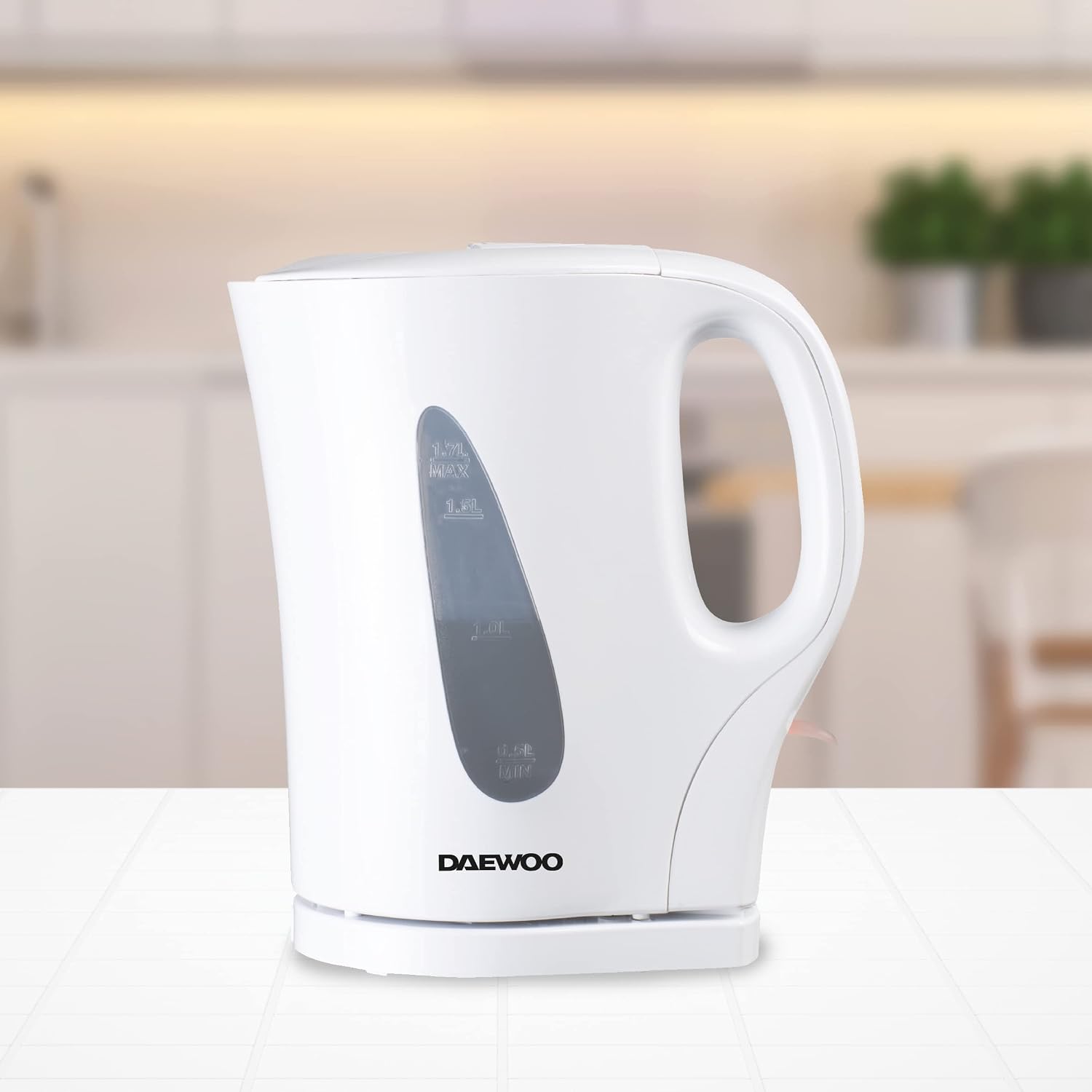 Essentials 1.7L Fast Boil Electric Kettle – White Plastic Cordless Jug with… thumbnail 2