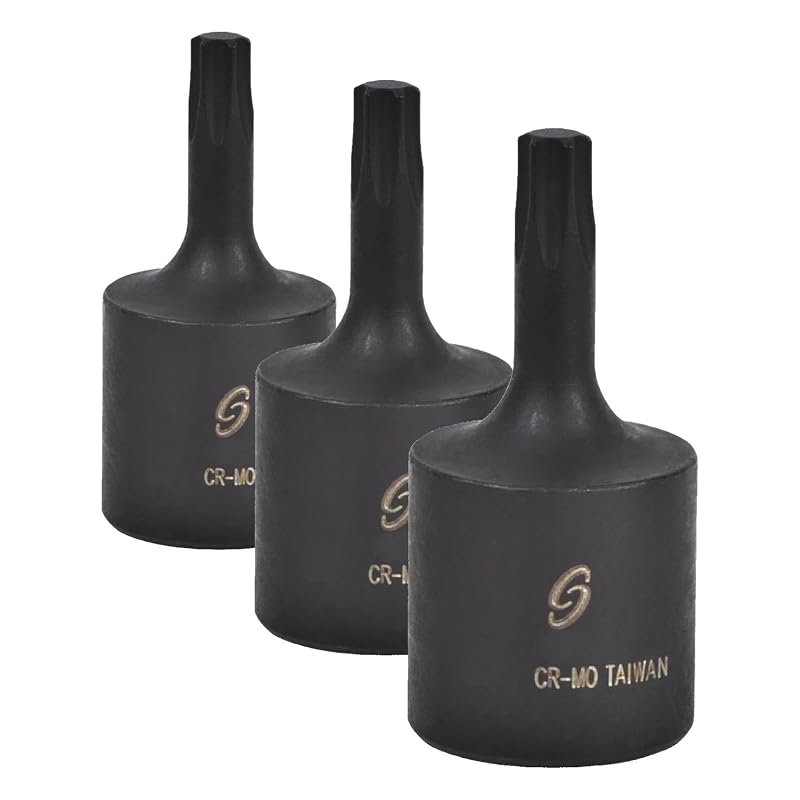 Soquete de Impacto Estrela Interno T27 Sunex Tools com Encaixe de 9,5 mm (3/8 pol.) Modelo 3670S3, Kit com 3 peças