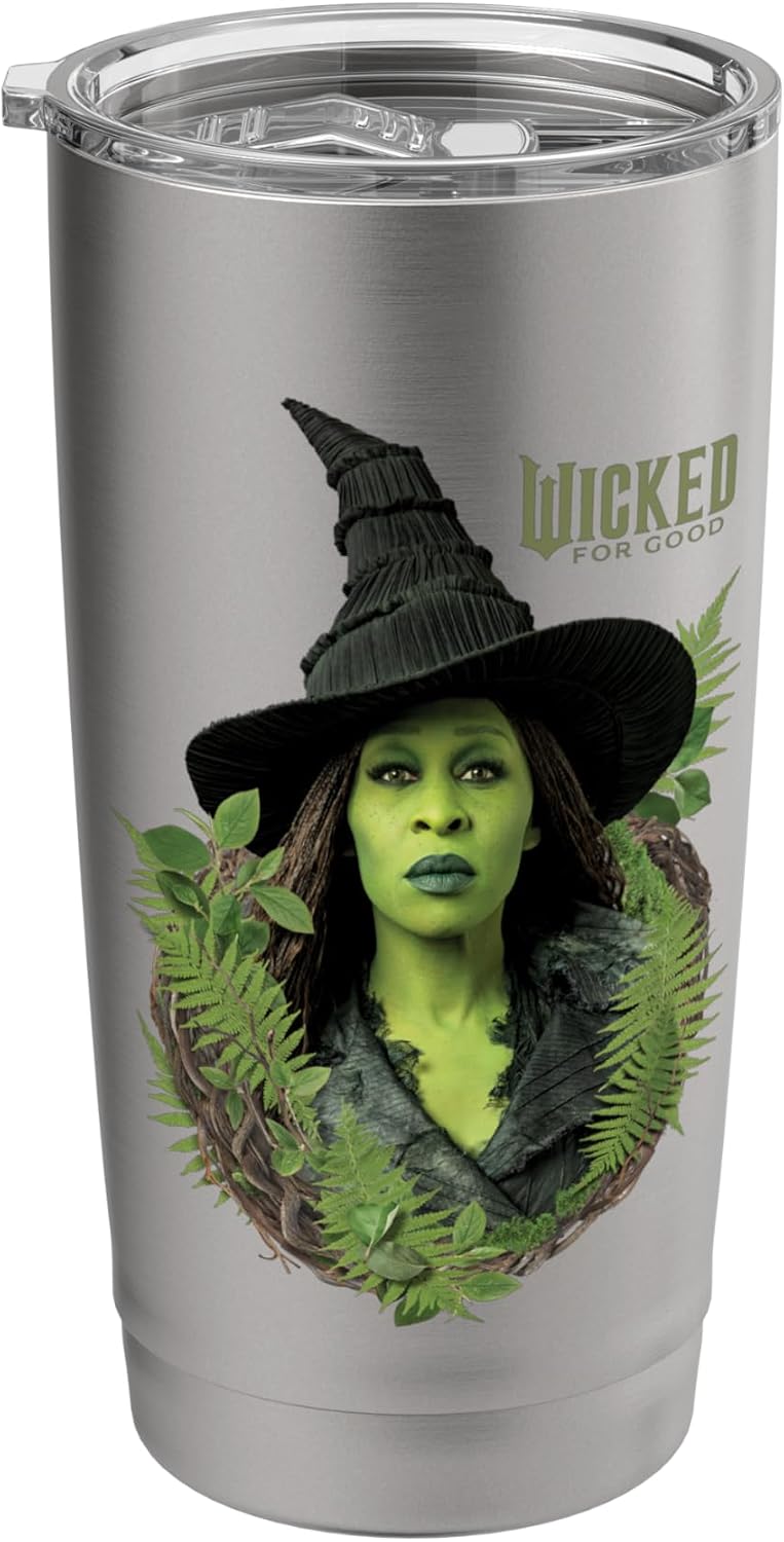 Wicked: For Good Elphaba Bold Portrait & Greenery Stainless Steel Insulated Tumbler