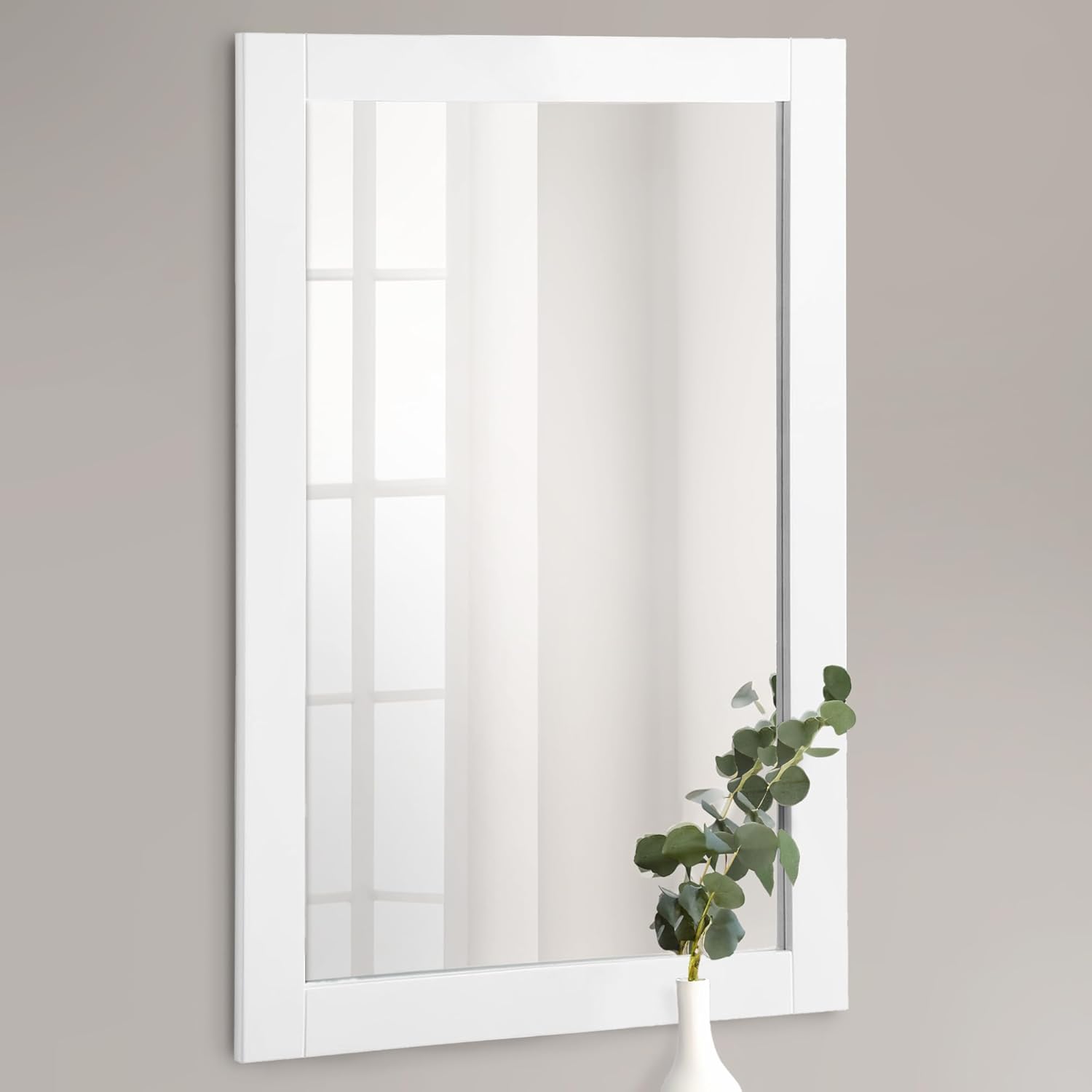 Design House Shorewood Rectangular Wall Accent Mirror – 30-Inch H X 20-Inch L, Traditional Wood Framed – Living Room, Bedroom, Bathroom Vanity Mirror – White – Design House, 547208-WHT
