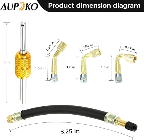 Miniatura 4 de Aupoko Juego de extensión de vástago de válvula, 4 extensores de vástago de válvula doble de 8.27 pulgadas, 2 herramientas de extracción de núcleo