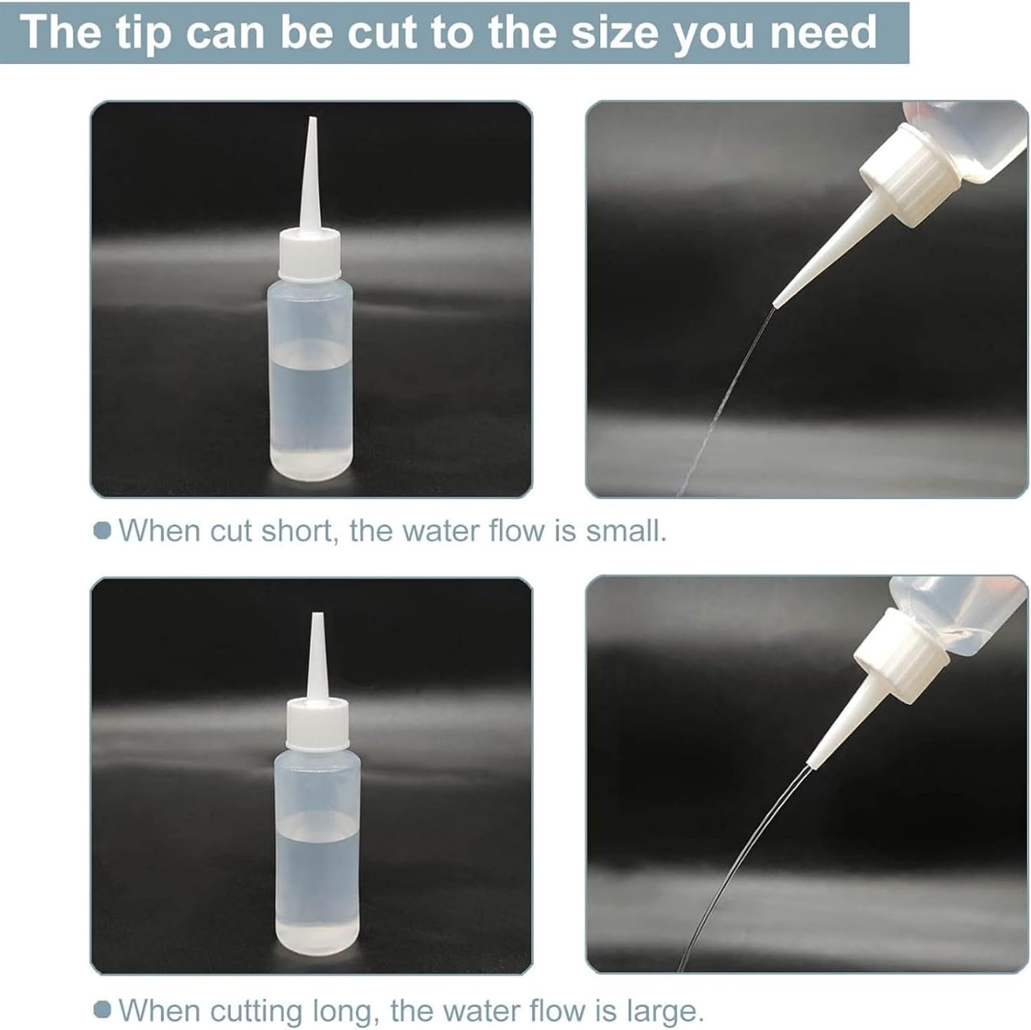 6 Pack 50ml Precision Needle Tip Squeeze Applicator Bottles, Soft PE Plastic Dispensing Bottles for Hair Color, Glue, Paint, Craft, Art