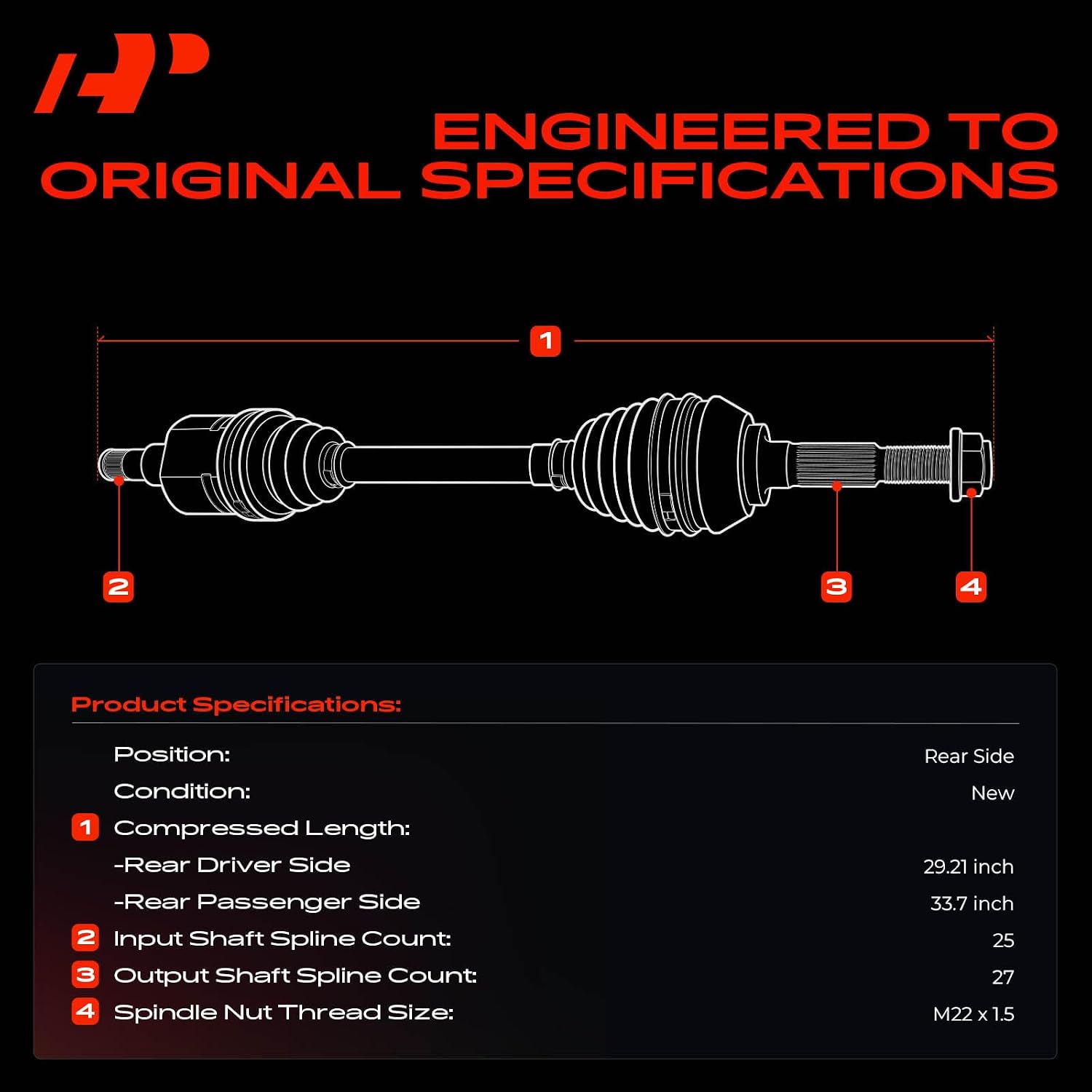 A-Premium Pair (2) Rear CV Axle Shaft Assembly Compatible with Ford Edge & Lincoln Nautilus, 2019-2022, Driver and Passenger Side