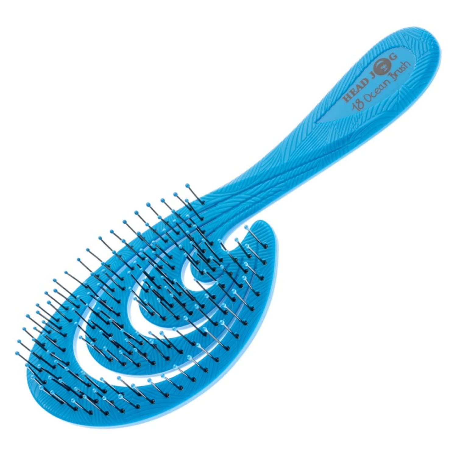 Head Jog18 Ocean Hair Brush. Eco Friendly Vent Paddle Brushes With Flexible Soft Bristles, Detangling Wet Or Dry Hair. Gentle Brushing & Detangling Brush For Curly & Wavy Hair (Aqua)