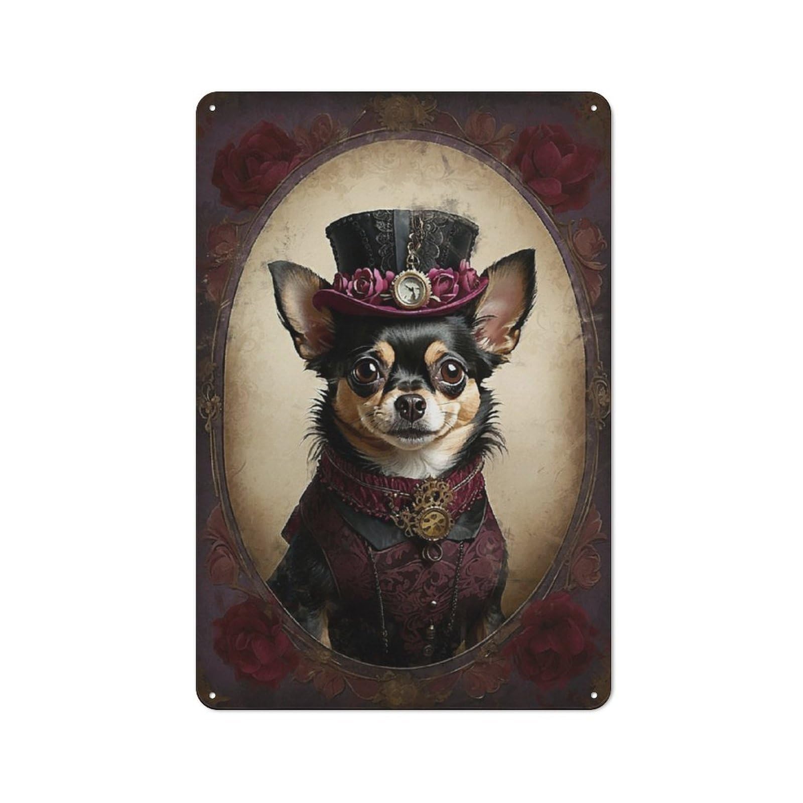 Junmoney Portrait Of Elegant Canine Vintage Tin Wall Plaque 30X20cm For Workshop Wall, A Decorative Christmas Gift For Makers And Diy Enthusiasts