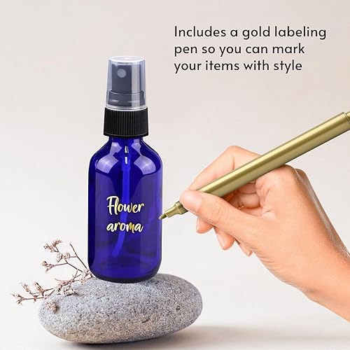 Miniatura 4 de CULINAIRE Botellas rociadoras de vidrio de 4 onzas para aceites esenciales, pequeñas botellas de spray de niebla fina, azul, paquete de 12