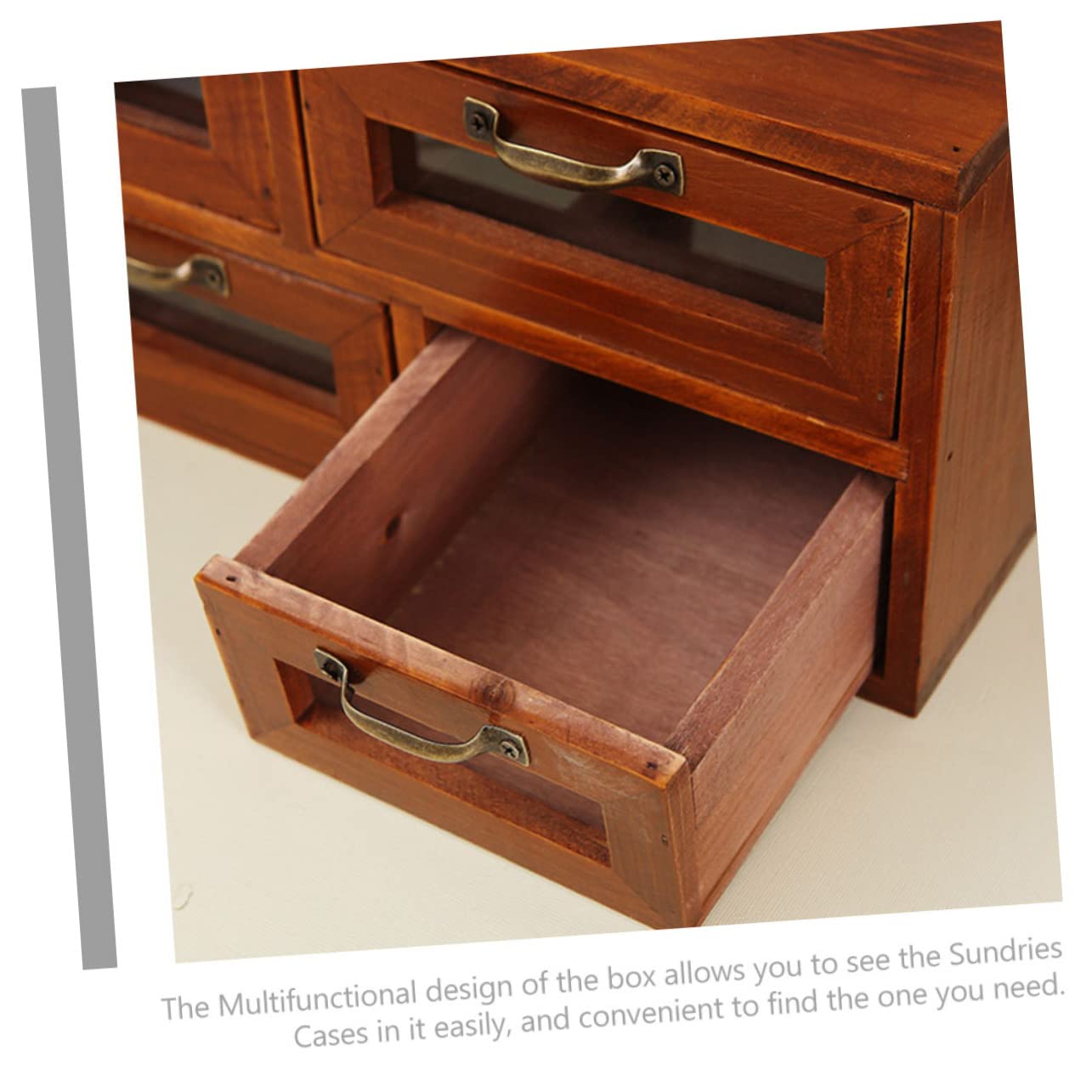 NUOBESTY Organizador de Madera con Cajones Dobles y 4 Compartimentos, Caja de Almacenamiento Versátil para Oficina y Escritorio, Diseño Cerrado Fácil de Usar