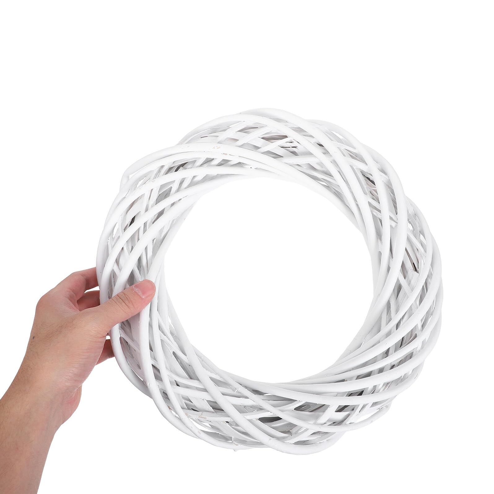 3 Stück Selbstgemacht Kranzrohlinge 30cm aus Rattan, Weiß für Tür Deko