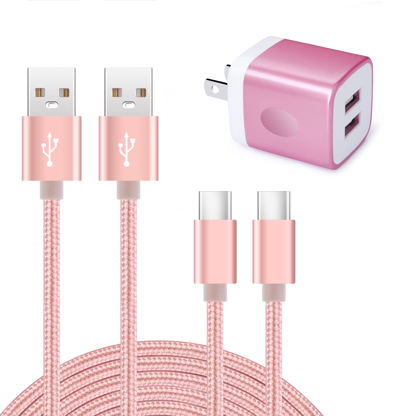 Viviber [2ポートUSB充電器*1個+USB Type-Cケーブル0.9m*1本、1.8m*1本] 急速充電器 タイプC充電器 アンドロイドスマホ充電器 ドコモ携帯充電器 Xperia充電器 Galaxy充電器ケーブル Type-C USBケーブル タイプCケーブル Andriodスマホケーブル 充電コード