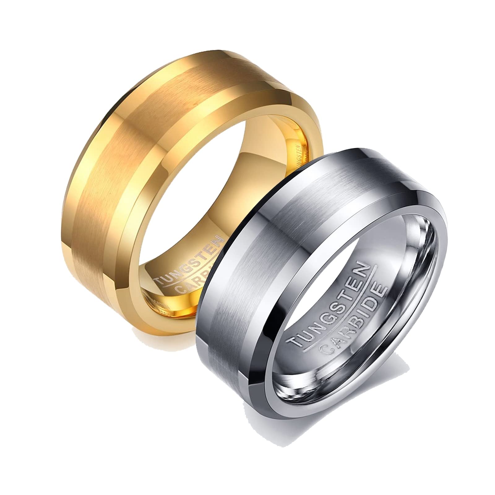 Bague en tungstène anti-rayures brossée, anneaux 2PCS durables - 8