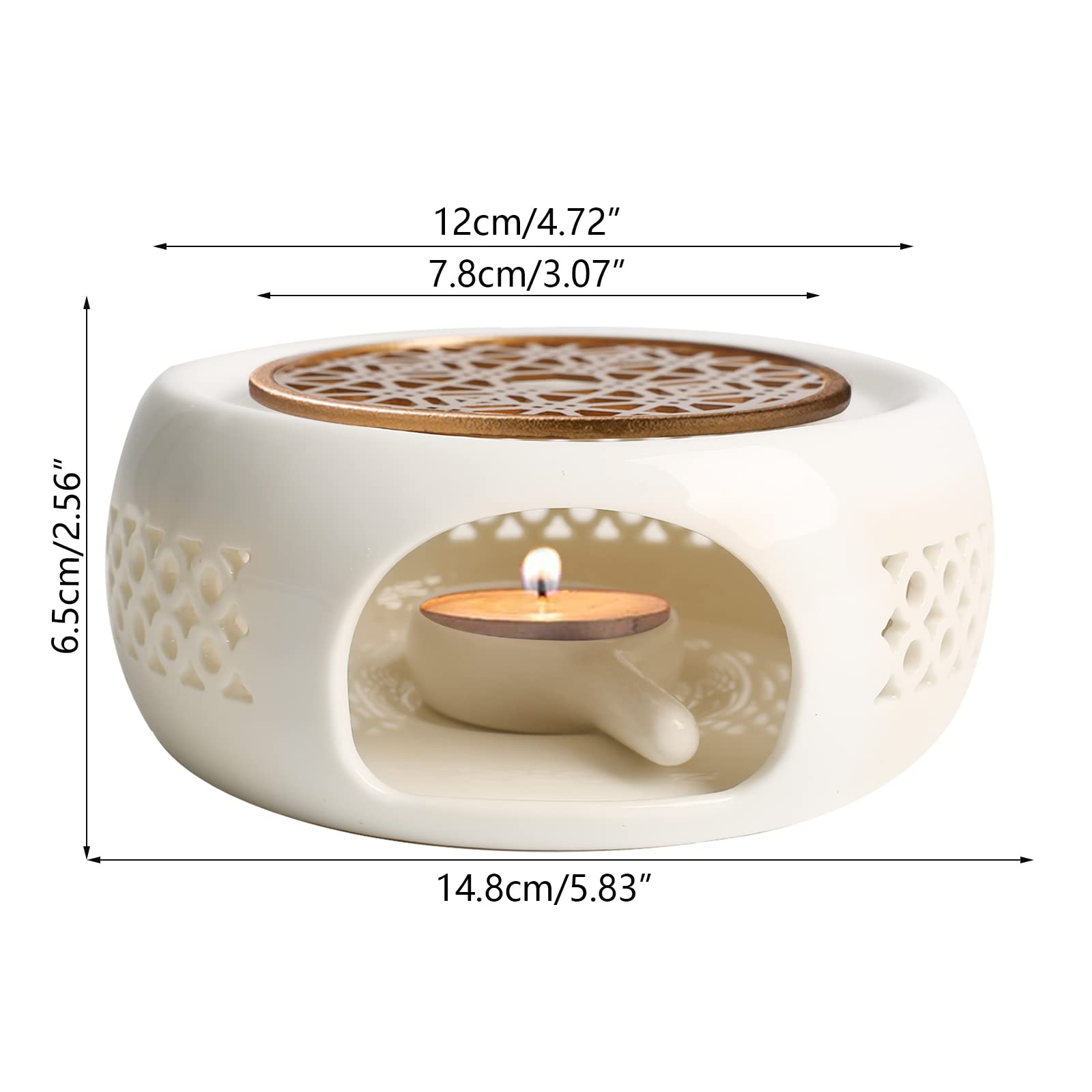 ZJT Podgrzewacz do dzbanka do herbaty, czajniczek do herbaty, ogrzewanie porcelanowe, w stylu retro, ceramiczny podgrzewacz do podgrzewania herbaty i kawy