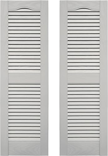 Miniatura 65 de Builders Edge 12 pulgadas de ancho x 48 pulgadas de alto, montante central superior de catedral estándar, persianas con listones abiertos, incluye