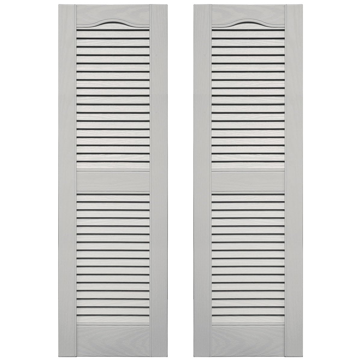 builders edge 14.5 in. w x 48 in. h builders edge, standard cathedral top center mullion, open louver shutters, includes matching installation spikes (per pair), 030 - paintable