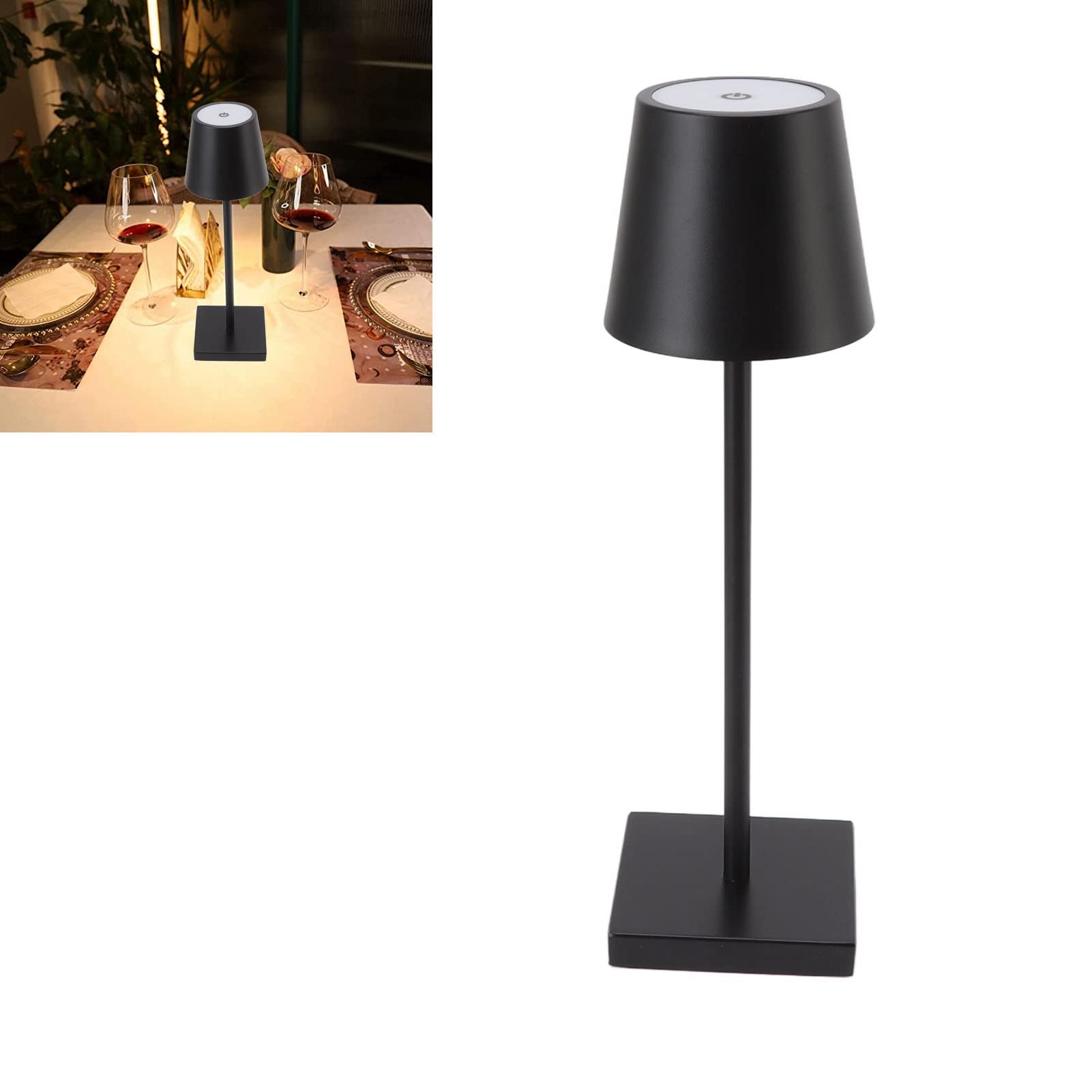 Lámpara de mesa LED de metal portátil, lámpara de escritorio de metal inalámbrica, lámpara táctil LED moderna, simple, recargable, alto brillo, interruptor táctil regulable, lámpara de me