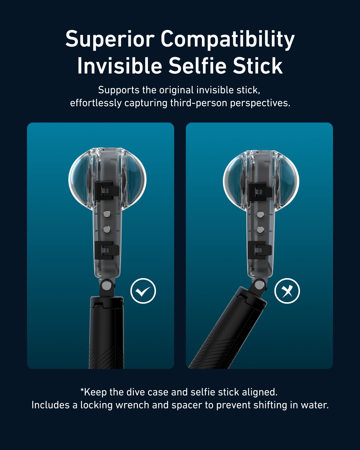 TELESIN Custodia impermeabile per Insta360 X4, Custodia subacquea fino a 50m/164ft, custodia subacquea protettiva per accessori per fotocamera Insta 360 X4, riprese subacquee versatili