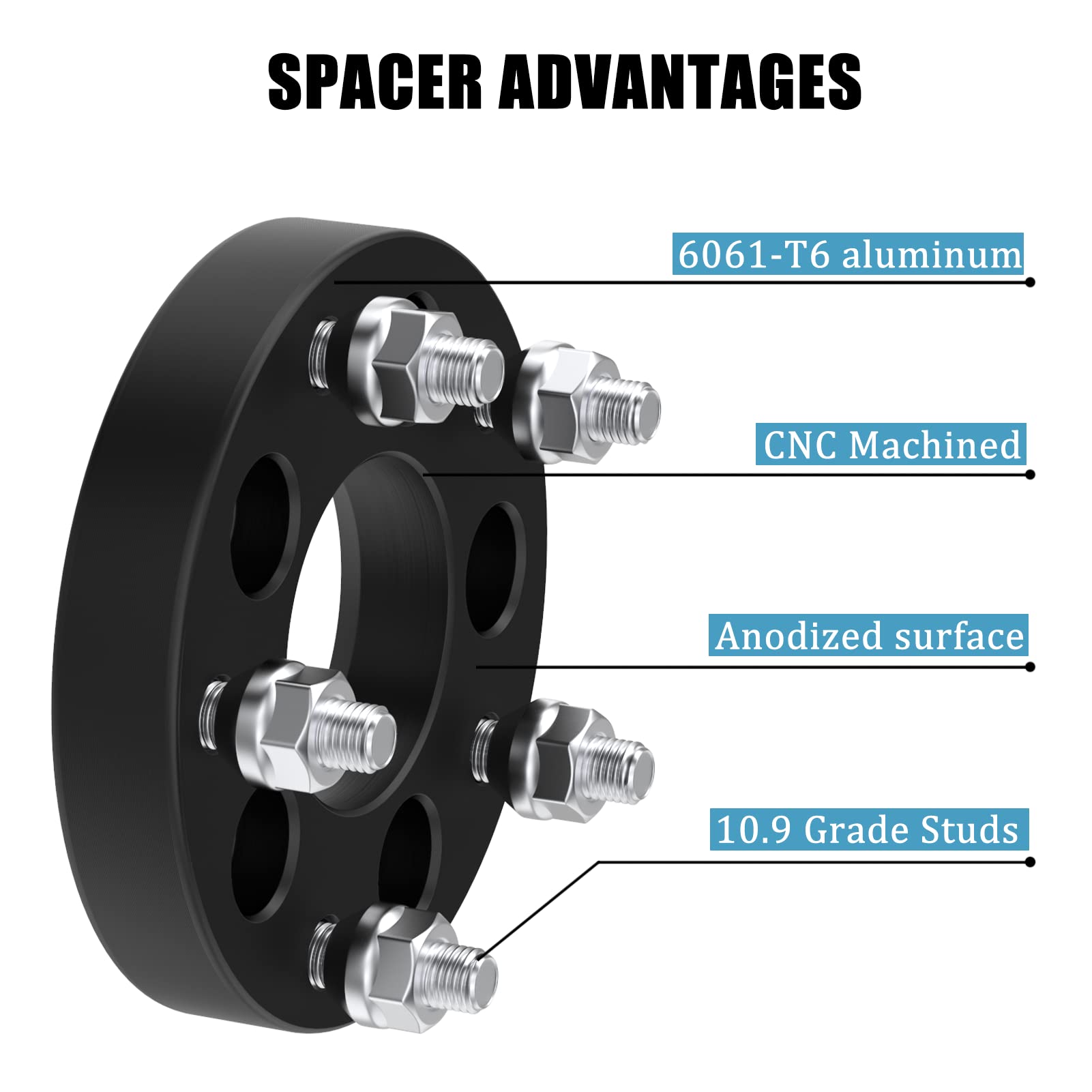 4) Forged Wheel Spacers Adapters 5X114.3 5X4.5 1/2-20 STUDS 25MM 1 INCH