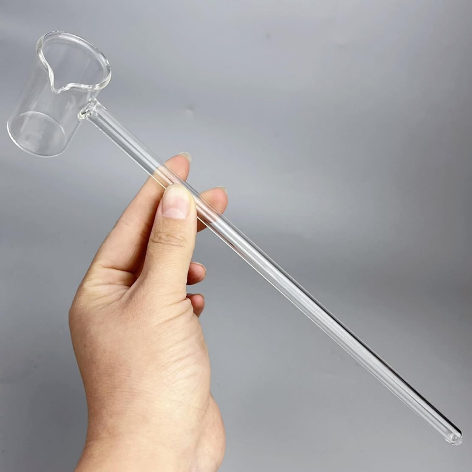 10Pcs Borosilicate Glass Acid Spoon Sampling Spoon Funnel Long Handled Dosing Spoon Laboratory Transparent Glassware Beaker (50ml)