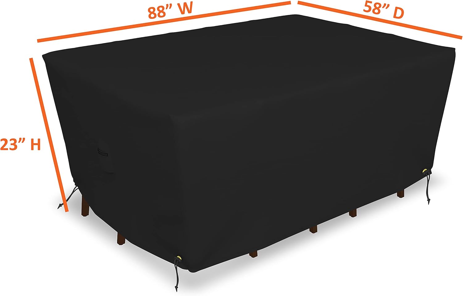 Covers & all Rectangle Dining Table Set Cover, Heavy Duty 18 Oz Waterproof UV Weather Resistant Outdoor Patio Garden Lawn Furniture Cover, Air Vents & Drawstrings (88"L x 58"W x 23"H, Black)