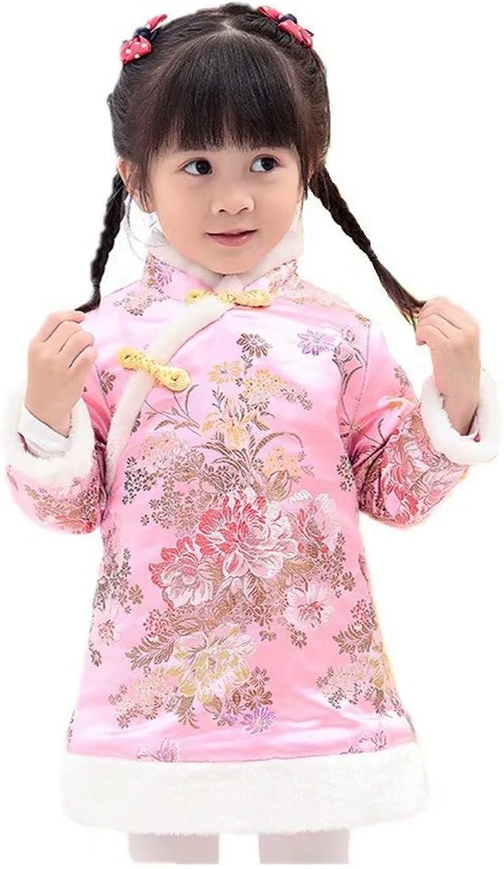 Baby Girls Dress Chinese Qipao Outfits Traditional Cheongsam Tang Quilted Dresses New Year Costumes Coat