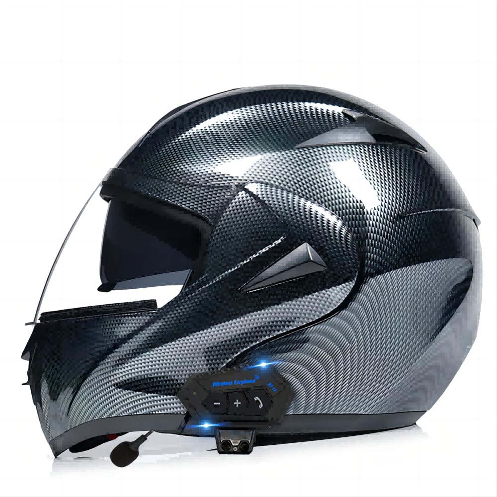 HorudotBluetooth Motorcycle Helmets Modular Dual Visor Flip-up Full Face DOT Approved Motorbike Motor Street Bike Racing Helmets