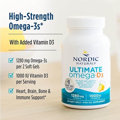 Miniatura 7 de Nordic Naturals Ultimate Omega-D3 sabor a limón 120 geles blandos 1280 mg de Omega-3  1000 IU de vitamina D3 - Aceite de pescado Omega-3 - EPA y DHA