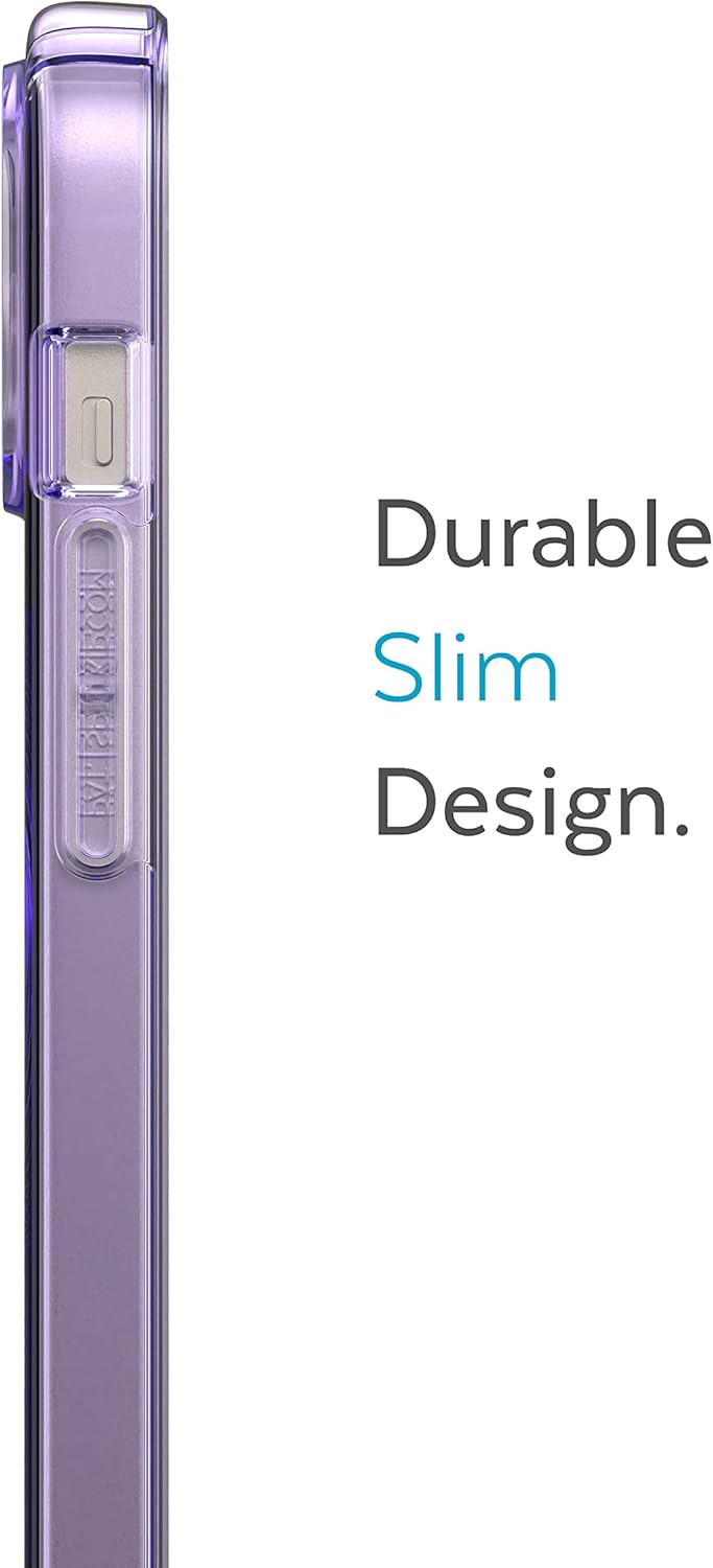 Speck Clear iPhone 14 Pro Case - Drop Protection with Scratch Resistant Dual Layer Slim Phone Case for 6.1 Inch iPhones 14 Pro Cases - Anti-Yellowing & Anti-Fade Case - Amethyst Purple GemShell