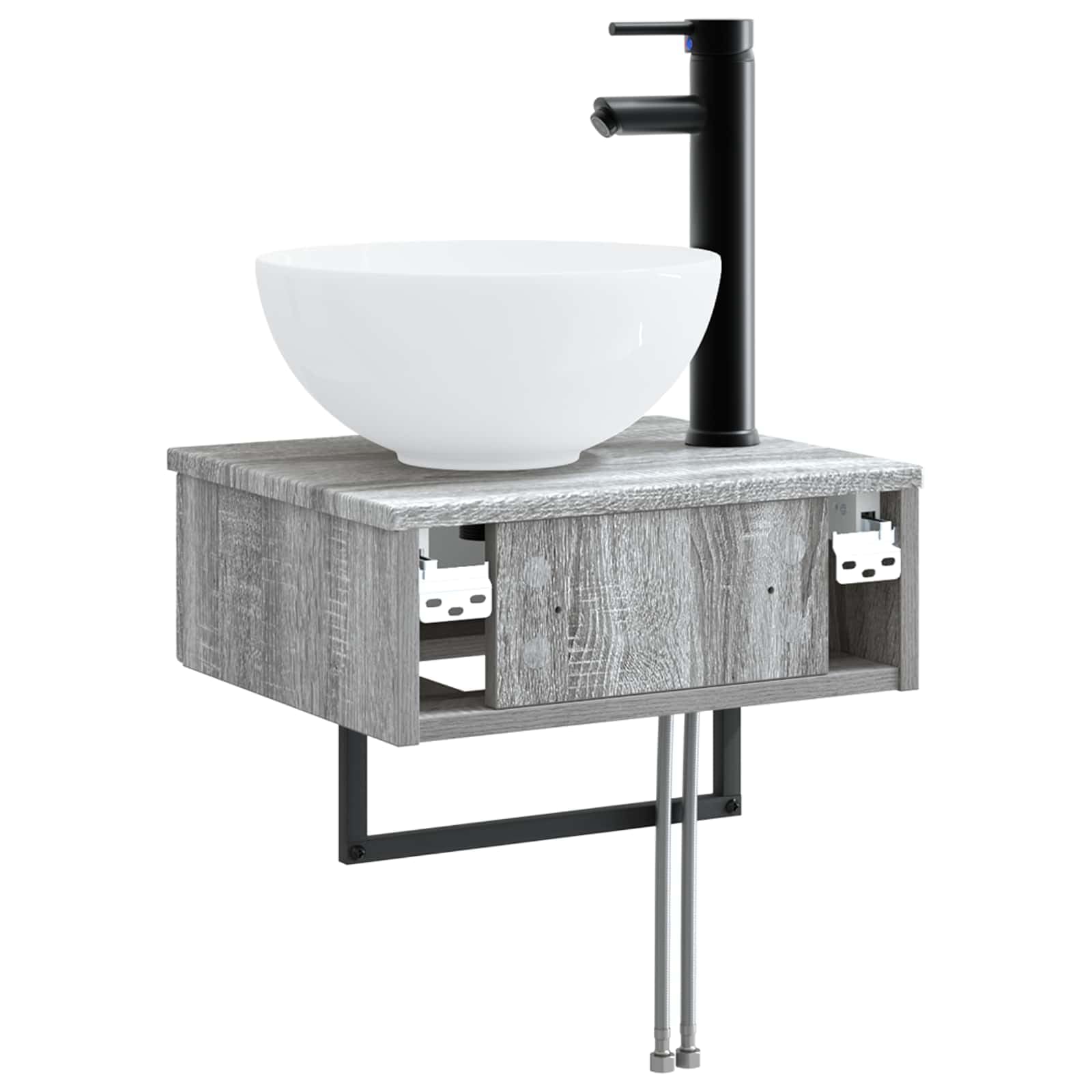 Genérico Lavabo de Lavado Montado en la Pared Sonoma Gris,Mobiliario,Armarios y Almacenamiento,Tocadores de baño,40 x 35 x 39 cm-890174