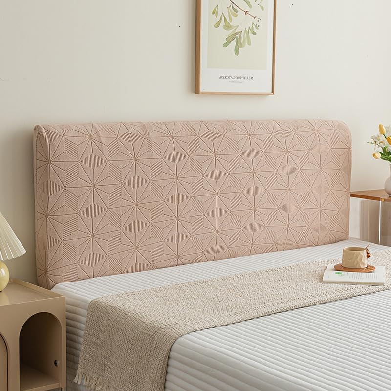 Stretch Headboard Covers Bed Headboard Slipcover, Jacquard Bed Head Cover Dustproof Protector Cover for Bedroom Décor (79IN,Khaki)