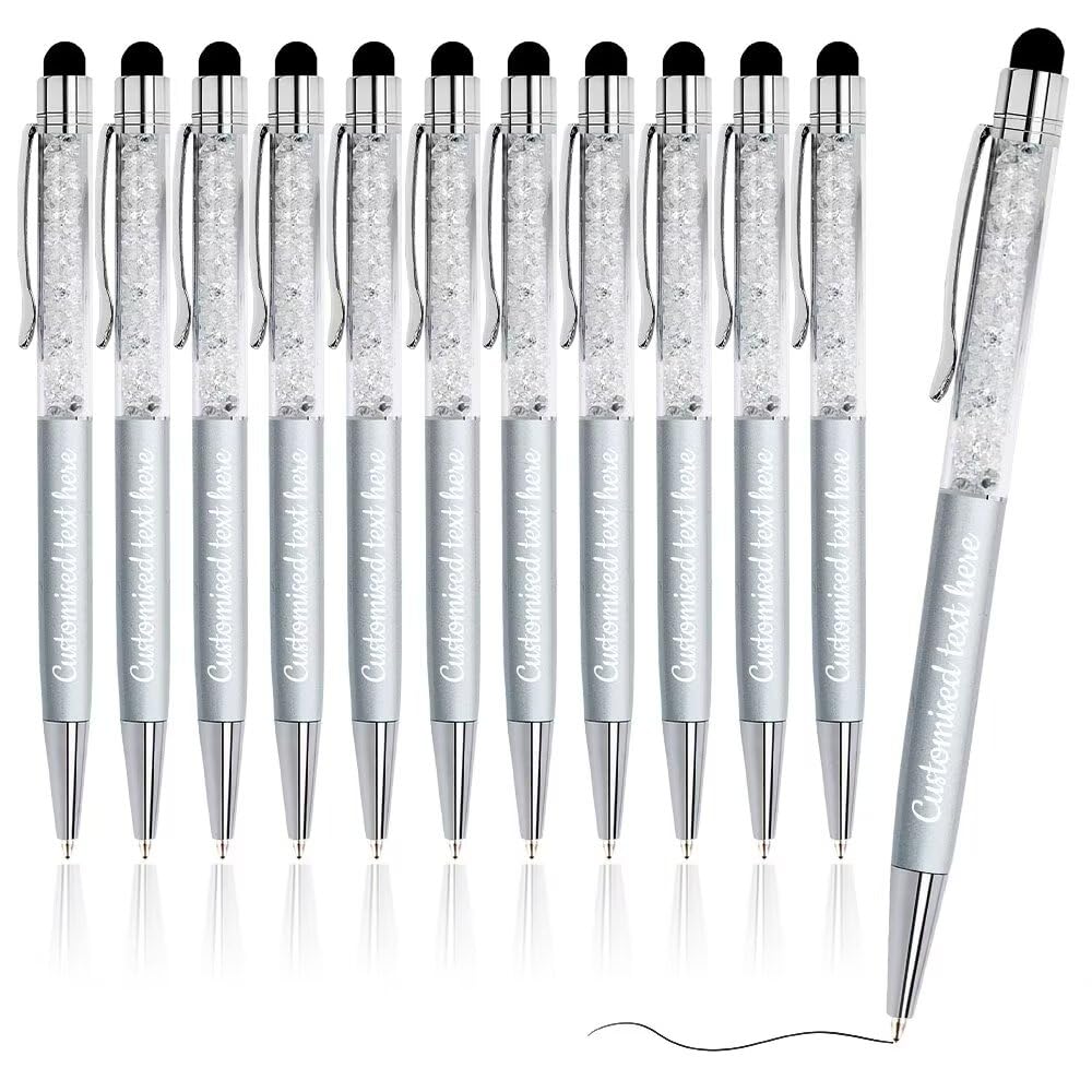 FENGHUO Personalized Crystal Ballpoint Pen,2 in 1 Custom Pen with Stylus,Customized Logo Phone Ballpoint Pen,Bulk Customized Pens for Hotels/Companies 120-pcs
