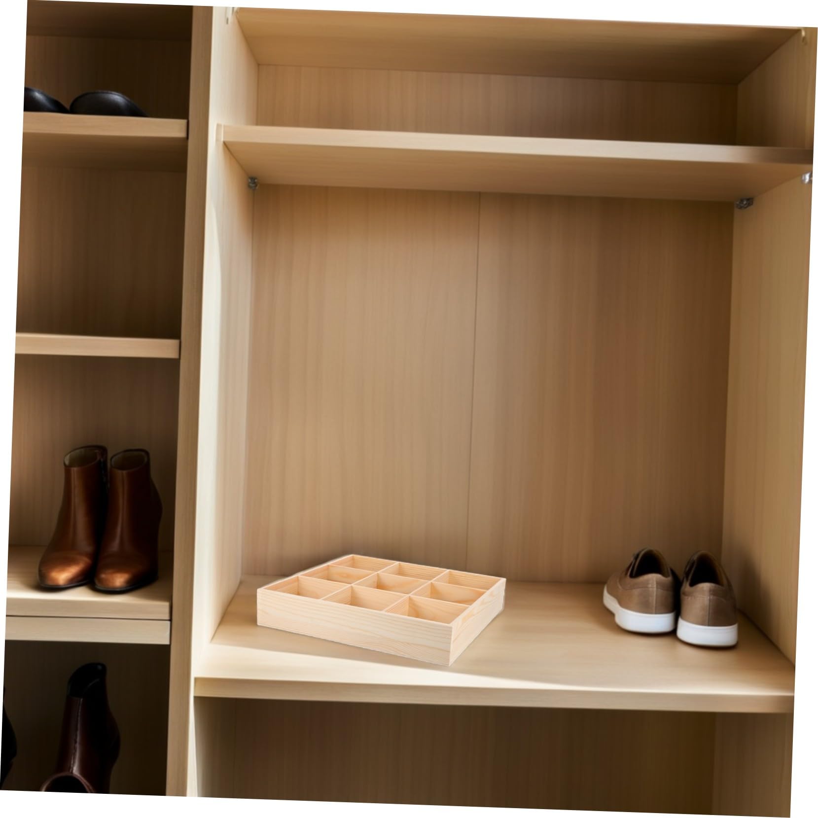 SHINEOFI 2 piezas Organizador Madera para Ropa Interior y Calcetines Caja Multi Compartimentos para Armario y Cómoda para Optimizar Espacio Dormitorios