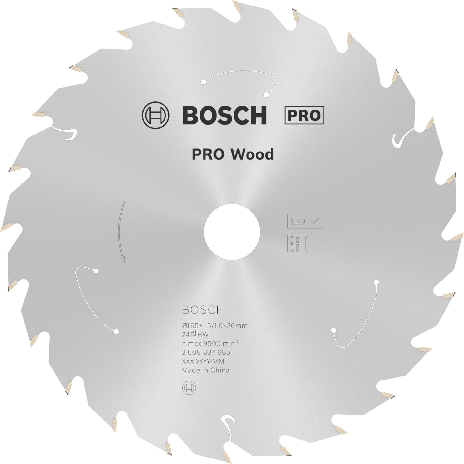 Bosch 1 x PRO Wood daire testere bıçağı, akülü daire testereler için (yumuşak ahşap, sert ahşap, çap mm, profesyonel aksesuar, daire testere)