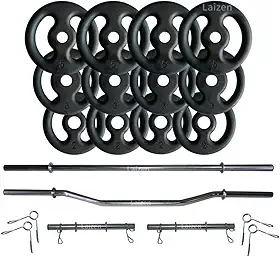 Kit de musculação Laizen 40kg Anilhas + 2 Barras 40 + Barra 150 + Barra W