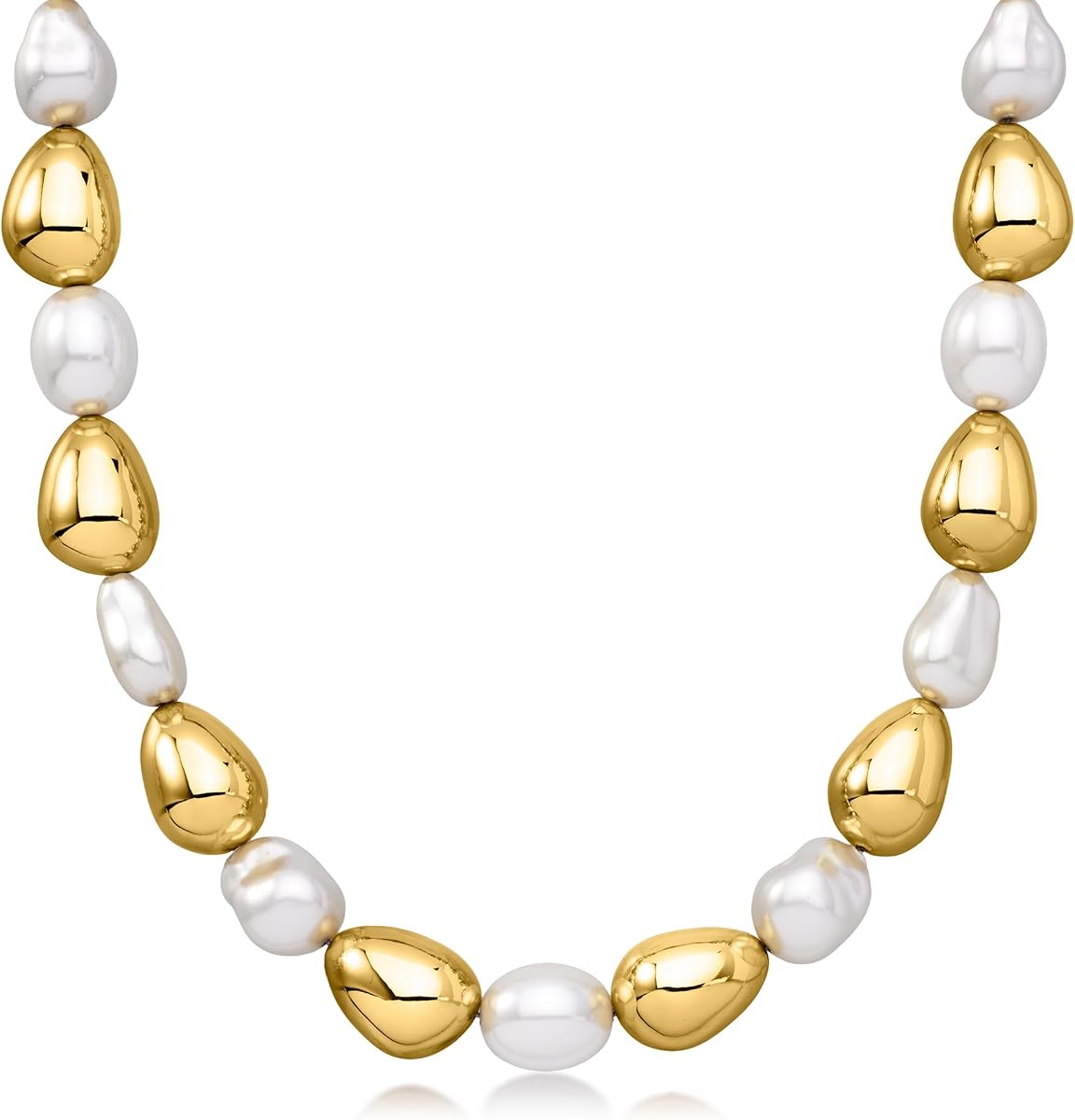 Ross-Simons 14kt Yellow Gold-Plated Necklace With Simulated Baroque Pearls. 18 inches