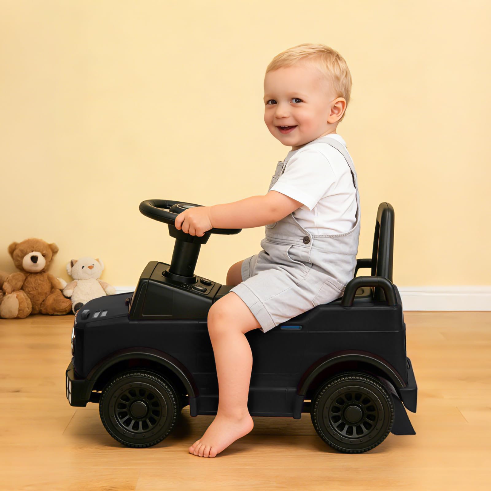 TCARAIWEN Macchina Cavalcabile Bambini Mercedes-Benz Unimog Licenza, Primi Passi per Bimbi 1-2 Anni, Auto Glissante con Barre di Sicurezza (Bianco)