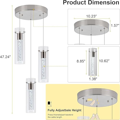 Miniatura 54 de Lámpara de techo colgante, iluminación LED de cocina, luces colgantes de cristal para isla de cocina, lámpara colgante de cocina moderna con vidrio