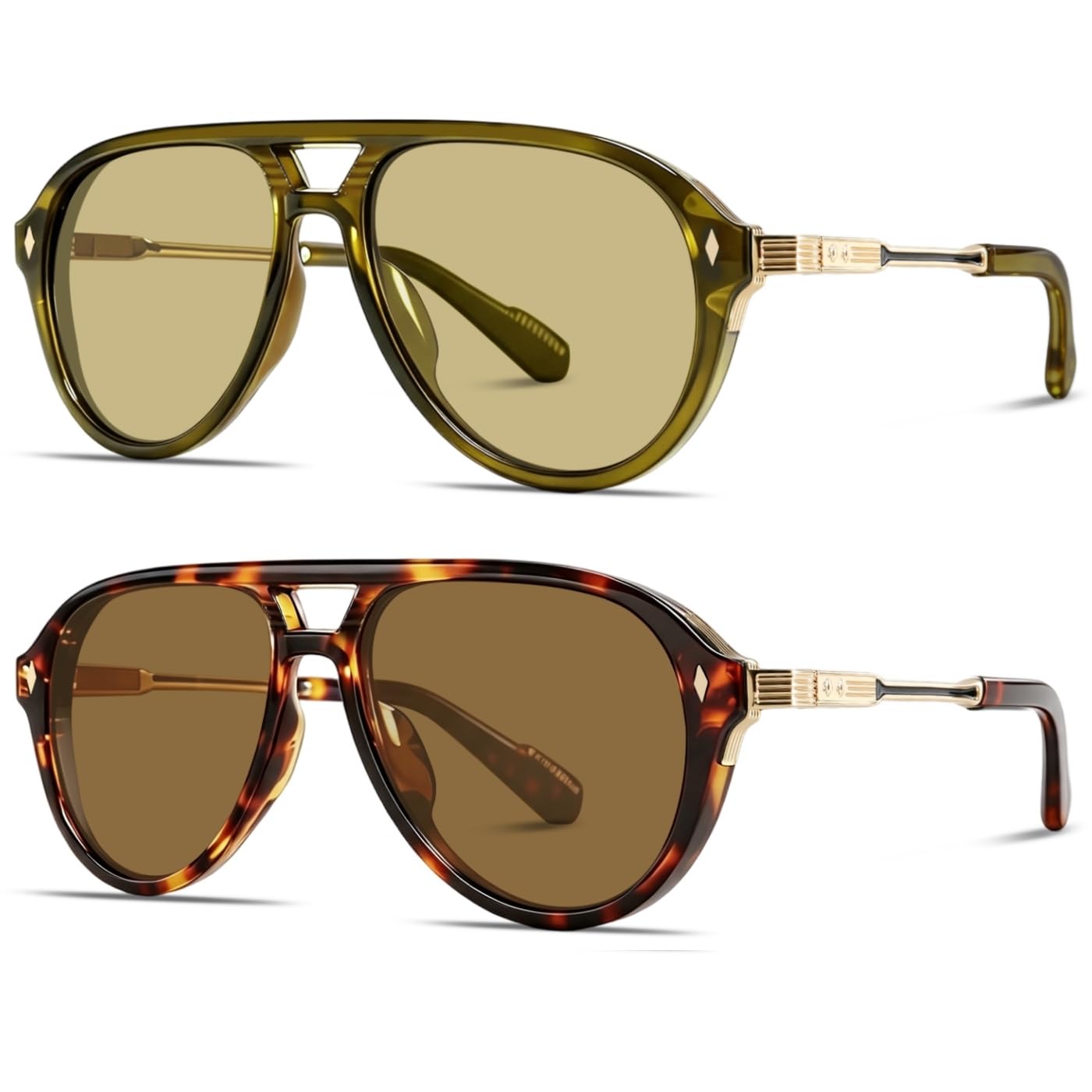 Small Gold Aviator Sunglasses for Men Women Tangle Free