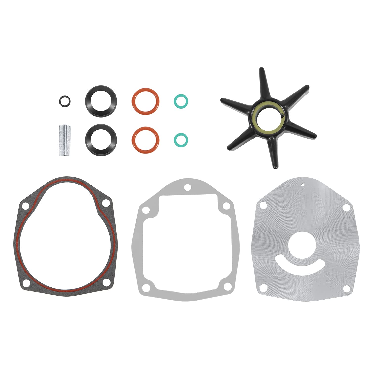 Kit de réparation de pompe à eau pour moteurs hors-bord Mercury Mariner 40-250 CV et MerCruiser Alpha One Gen 2 - Kit complet avec turbine, joints et plaque de montage [Compatible avec 47-8M0100526]