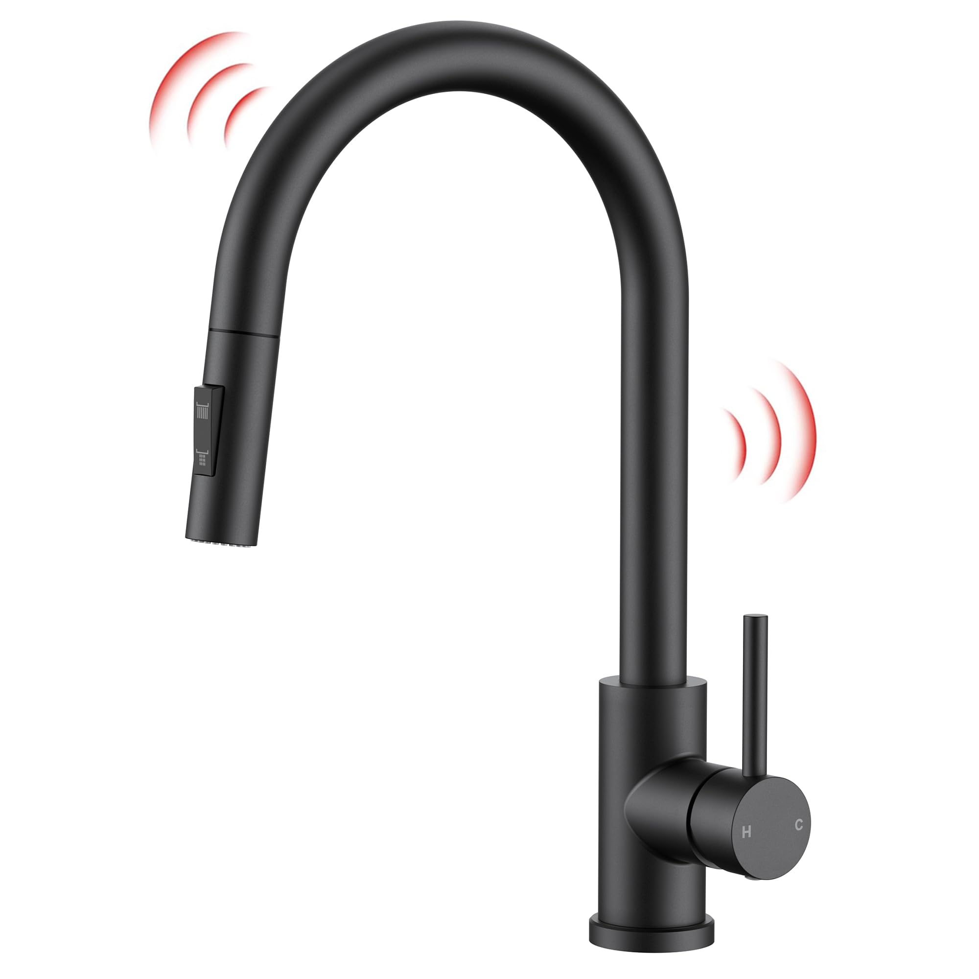 FORIOUS Black Touch Kitchen Faucet with Pull Down Sprayer, Single Hole