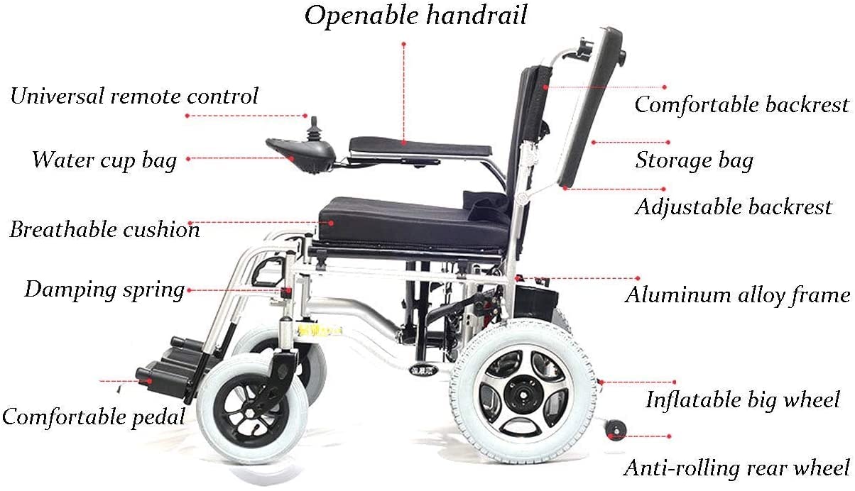 MU Sedia a Rotelle Elettrica Pieghevole Disabili (Raggio Di Sterzata Di 1 M)