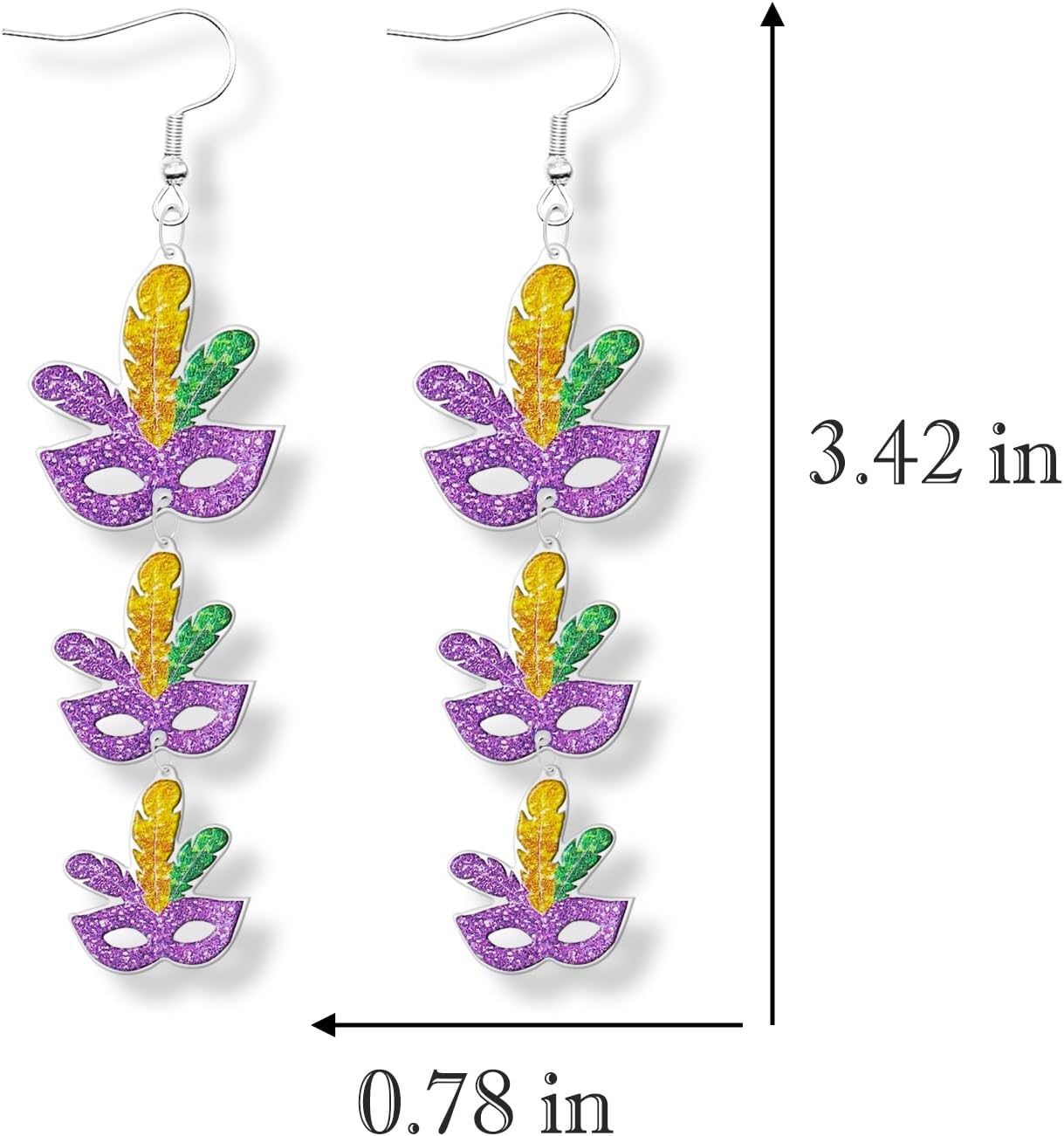 Mardi Gras Earrings for Women Mask Lobster Crown Earrings Mardi Gras Accessories - Image 5
