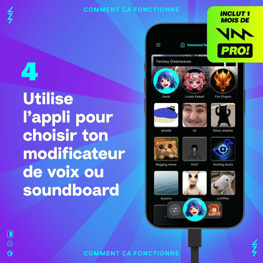 Voicemod Key - Changeur vocal et carte son VMKey en temps réel pour consoles de jeu Compatible avec PS5, PS4, XBOX, SWITCH2
