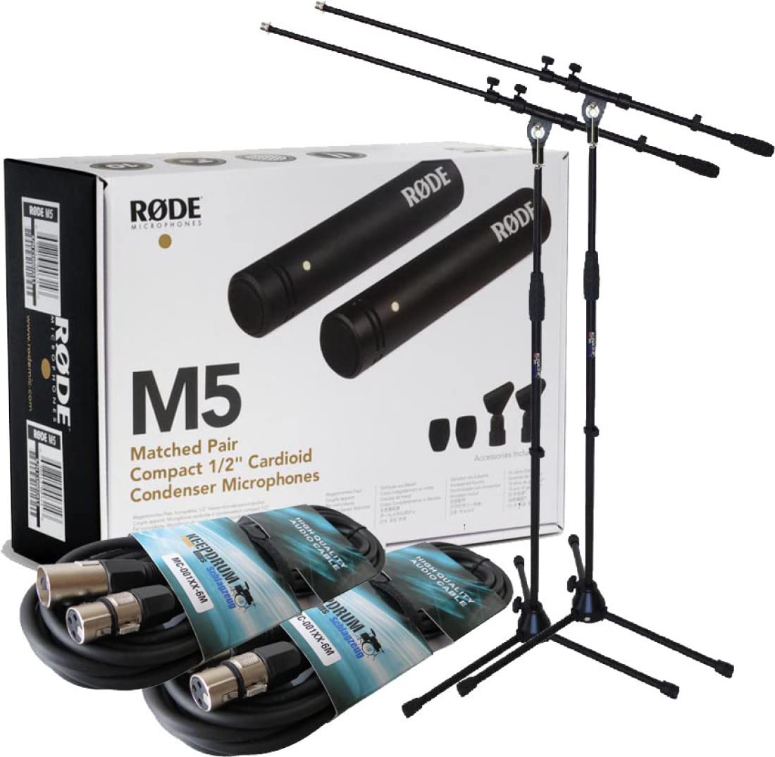 Rode M5 MP - Micrófono de condensador estéreo (2 trípodes keepdrum y 2 cables de cable)