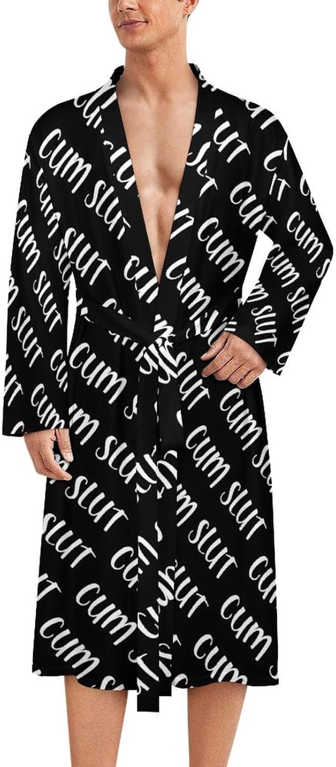Cum Slut Mens Robe Long Bathrobe for Women Bath Robes Lightweight Soft Printed Sleepwear